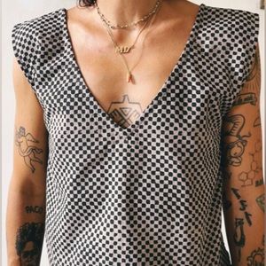 Po-em Tanked Blouse Top Mosaic NWT